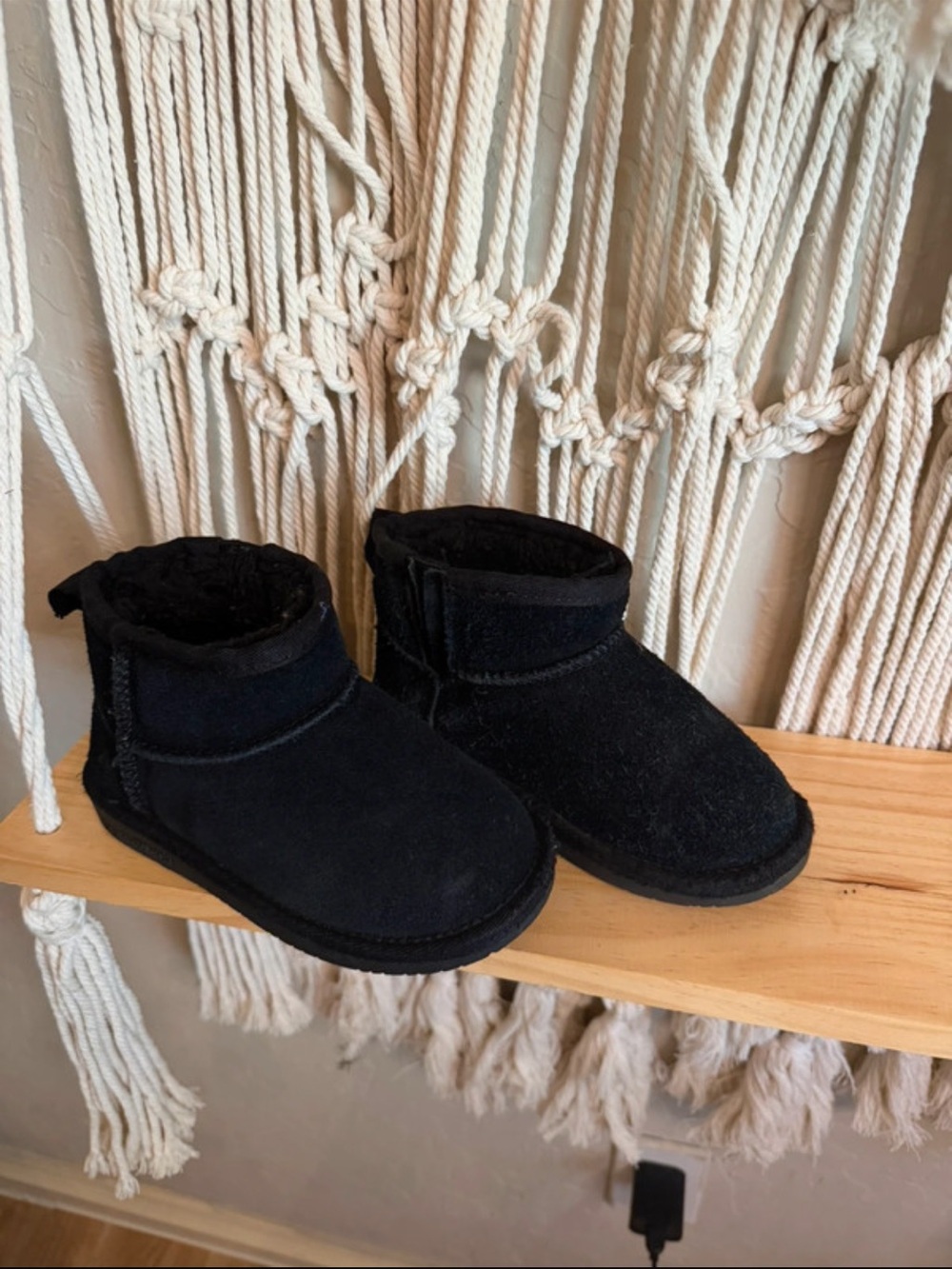 BearPaw Black Kids Cozy Suede Boots
